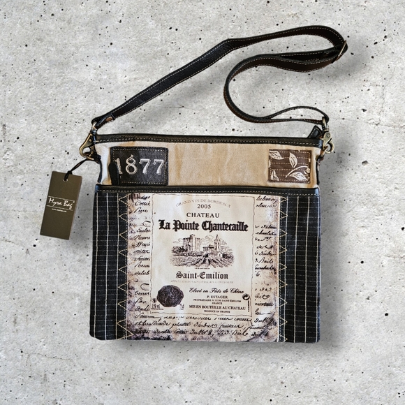 Ebony Woven Upcycled Canvas Crossbody Bag - Picture 1 of 6